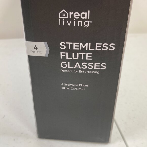 Real Living - Stemless Flute Glasses - Clear - Set of 4 - NWT - Picture 5 of 12